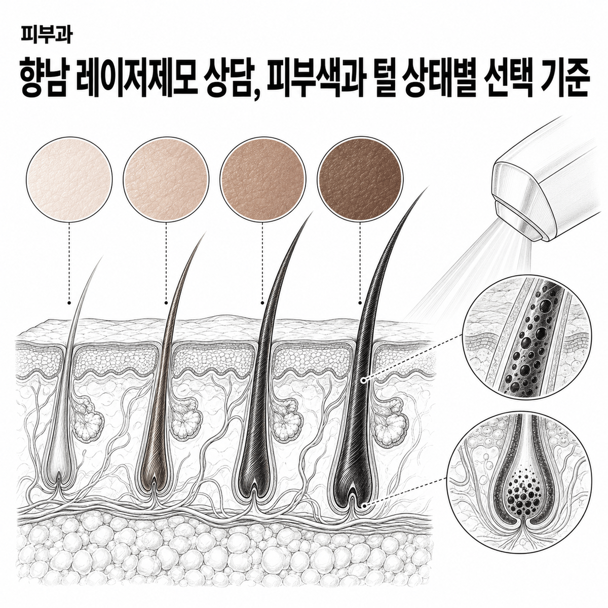 경기도 화성시 피부과 향남 레이저제모 상담, 피부색과 털 상태별 선택 기준 핵심 정보 이미지